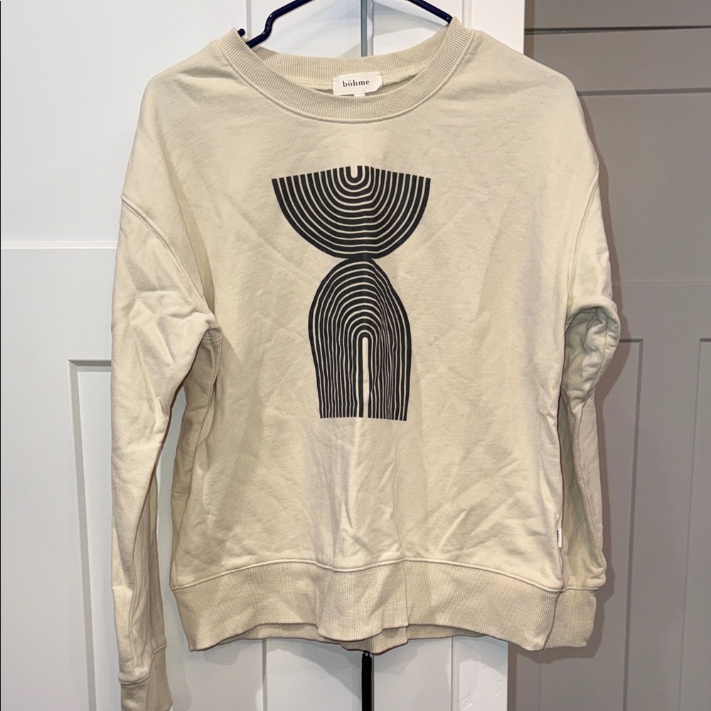 bohme Cream Sweatshirt with Black Abstract Graphic
